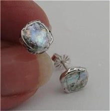 Load image into Gallery viewer, Hadar Designers Sterling Silver Antique Roman Glass Stud Earrings Handmade (AS43