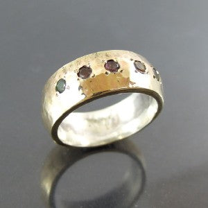 Hadar Designers Handmade 9k Yellow Gold S Silver Tourmaline Ring 6,7,8,9 (I r299