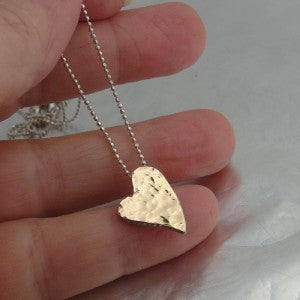 Hadar Designers 9K Yellow Gold Sterling Silver Heart Pendant Handmade (I n602