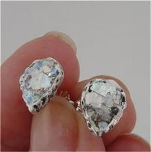 Load image into Gallery viewer, Hadar Designers 925 Sterling Silver Roman Glass Drop Stud Earrings Handmade (AS)