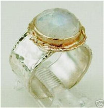 Load image into Gallery viewer, Hadar Designers 9k Yellow Gold 925 Silver Moonstone Ring 6,7,8,9 Handmade(I r137