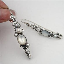 Load image into Gallery viewer, Hadar Designers Handmade Art Long Sterling Silver MOP Pearl Earrings (H 2151)