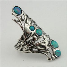 Load image into Gallery viewer, Hadar Designers Sterling Silver Blue Opal Peacock Ring 7,8,9, Handmade (H 1588)y