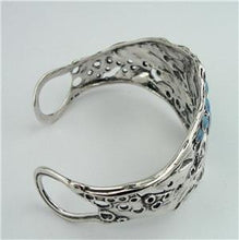 Load image into Gallery viewer, Hadar Designers Handmade 925 Sterling Silver Blue Opal Cuff Bracelet (H 313b)