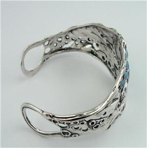 Hadar Designers Handmade 925 Sterling Silver Blue Opal Cuff Bracelet (H 313b)