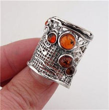 Load image into Gallery viewer, Hadar Designers Handmade 925 Sterling Silver Amber Ring 6,7,8,9,10  (H 144)