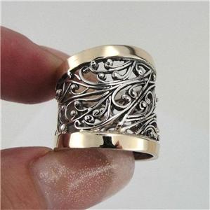 Hadar Designers 9k Yellow Gold 925 Silver Ring 6,7,8,9,10 Filigree (S r11300)   
