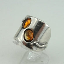 Load image into Gallery viewer, Hadar Designers 925 Sterling Silver Amber Ring size 6,7,8,9,10 Handmade (H 1006)