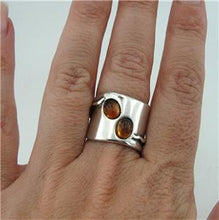 Load image into Gallery viewer, Hadar Designers 925 Sterling Silver Amber Ring size 6,7,8,9,10 Handmade (H 1006)