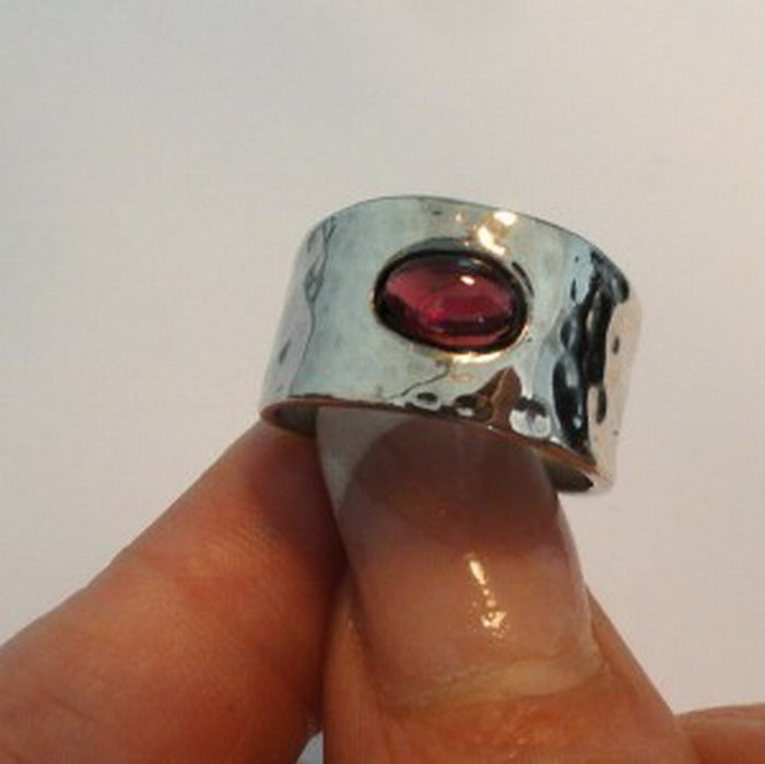 Hadar Designers Red Garnet Ring Size 7, 7.5 Sterling Silver 925 Handmade() Last