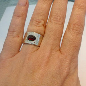 Hadar Designers Red Garnet Ring Size 7, 7.5 Sterling Silver 925 Handmade() Last