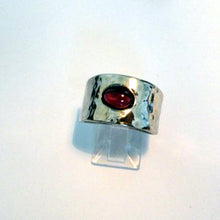 Load image into Gallery viewer, Hadar Designers Red Garnet Ring Size 7, 7.5 Sterling Silver 925 Handmade() Last