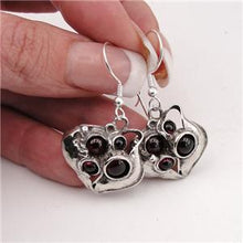 Load image into Gallery viewer, Hadar Designers Handmade 925 Sterling Silver Dangle Red Garnet Earrings (H