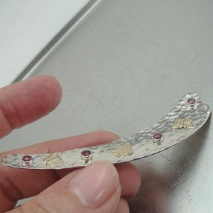 Hadar Designers Handmade Butterfly Sterling Silver 9k Gold Garnet Brooch () SALE