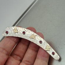 Load image into Gallery viewer, Hadar Designers Handmade Butterfly Sterling Silver 9k Gold Garnet Brooch () SALE