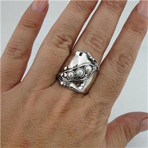Hadar Designers Handmade 925 Sterling Silver White Pearl Ring 6,7,8,9,10 (H 1913