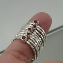 Load image into Gallery viewer, Hadar Designers Handmade Red Garnet 925 Silver Multi Ring 6,7,8,9,10 (I r416s) 