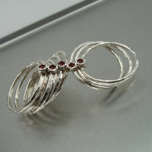 Hadar Designers Handmade Red Garnet 925 Silver Multi Ring 6,7,8,9,10 (I r416s) 