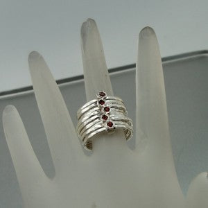 Hadar Designers Handmade Red Garnet 925 Silver Multi Ring 6,7,8,9,10 (I r416s) 