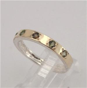 Hadar Designers 9k Yellow Gold 925 Silver Green Tourmaline Ring 6,7,8,9 (I r308