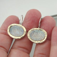 Load image into Gallery viewer, Hadar Designers Handmade 9k Yellow Gold 925 Silver Opal Druzy earrings (I e163)