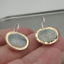 Load image into Gallery viewer, Hadar Designers 9k Yellow Gold 925 Silver Opal Druzy earrings Handmade (I e163)