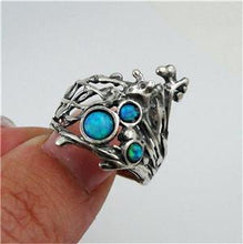 Load image into Gallery viewer, Hadar Designers 925 Sterling Silver Opal Peacock Ring sz 6,7,8,8.5,9 Handmade (H