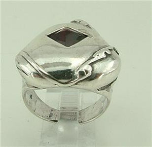 Hadar Designers Handmade 925 Sterling Silver Garnet Ring sz 7.5,8 (H 1770) SALE