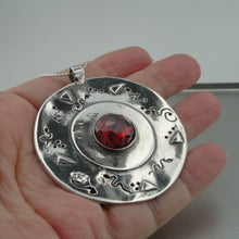 Load image into Gallery viewer, Hadar Designers Handmade Huge 925 Sterling Silver Red Zircon Pendant (H) SALE
