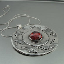 Load image into Gallery viewer, Hadar Designers Handmade Huge 925 Sterling Silver Red Zircon Pendant (H) SALE