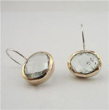 Load image into Gallery viewer, Hadar Designers 9k Yellow Gold Sterling Silver Green Amethyst Earrings (I e384)