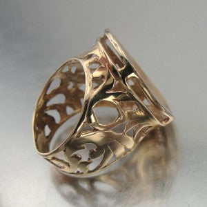 Hadar Designers filigree Handmade 9k Yellow Gold Ring size 6.5,7,7.5,8 (I r)SALE