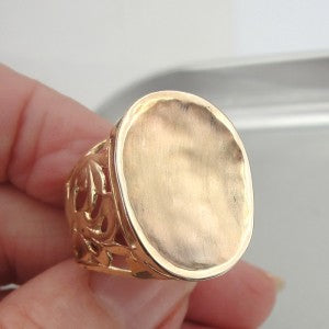 Hadar Designers filigree Handmade 9k Yellow Gold Ring size 6.5,7,7.5,8 (I r)SALE