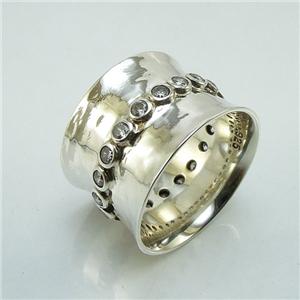 Hadar Designers Sterling Silver Sparkling Zircon Ring 6,7,8,9 Handmade (I r548)y