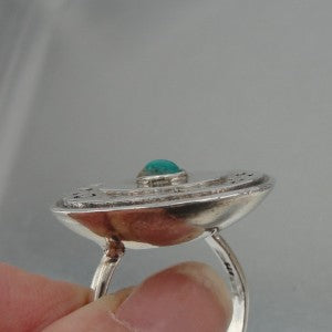 Hadar Designers Turquoise Ring size 8.5, 9 Handmade 925 Sterling Silver (H) SALE