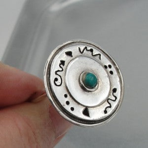 Hadar Designers Turquoise Ring size 8.5, 9 Handmade 925 Sterling Silver (H) SALE