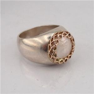 Hadar Designer 9k Rose Gold Sterling Silver MOP Pearl Ring 6.5, 7 Handmade (SPy