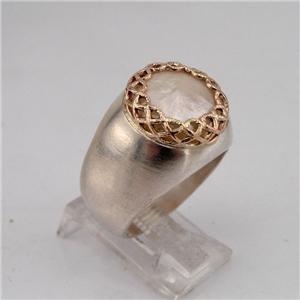 Hadar Designer 9k Rose Gold Sterling Silver MOP Pearl Ring 6.5, 7 Handmade (SPy