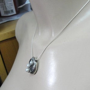 Hadar Designers Israel  Unique Handcrafted Silver Pearl Pendant (H)Ready to Ship