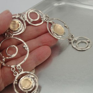 Hadar Designers Handmade 9k Yellow Gold 925 Silver Link Bracelet (I b172) SALE