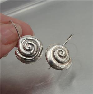 Hadar Designers 925 Sterling Silver Earrings Handmade Artistic Spiral (H) SALE
