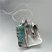Load image into Gallery viewer, Hadar Designers 925 Sterling Silver Turquoise Pendant Handmade Art (H 425DO) y