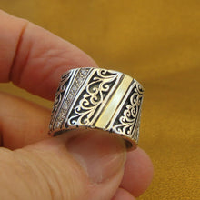 Load image into Gallery viewer, Hadar Designers 9k Yellow Gold 925 Silver Zircon Ring sz 6.5,7,8,9 Handmade (Ms 1551)