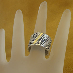 Hadar Designers 9k Yellow Gold 925 Silver Zircon Ring sz 6.5,7,8,9 Handmade (Ms 1551)