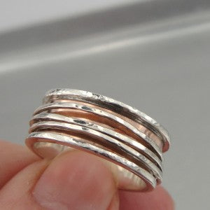 Hadar Designers Swivel 9k Rose Gold Sterling Silver Ring sz 7.5, 8 (I r047) SALE