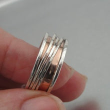 Load image into Gallery viewer, Hadar Designers Swivel 9k Rose Gold Sterling Silver Ring sz 7.5, 8 (I r047) SALE