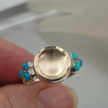 Load image into Gallery viewer, Hadar Designers 9k Yellow Gold Sterling Silver Opal Ring size 8 Handmade (I r333