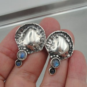 Hadar Designers Labradorite Stud Earrings Handmade Sterling Silver  (H 2662) y