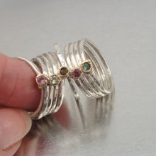 Load image into Gallery viewer, Hadar Designers Stack 9k Yellow Gold 925 Silver Tourmaline Ring 7,8,9, (I r416)Y