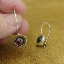 Load image into Gallery viewer, Hadar Designers Hadar Designers red garnet earrings 9k gold 925 silver  long handmade (ms 1732)